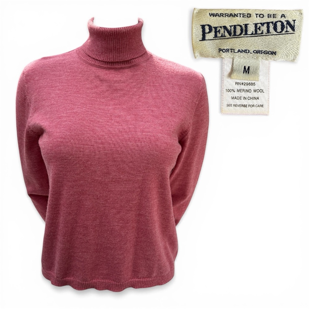 Pendleton 100% Merino Wool Turtleneck Sweater Women's M Pink Vintage Inspired